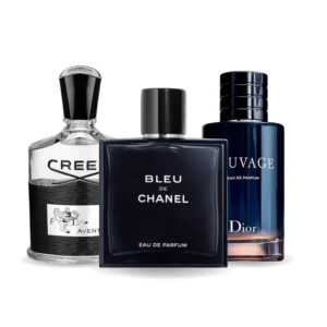 Box of 3 Perfumes: Creed AVENTUS, BLEU DE CHANEL & Dior SAUVAGE 100ml
