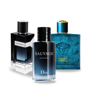 Box of 3 Fragrances: Dior SAUVAGE, Yves Saint Laurent Y MEN, and Versace EROS 100ml