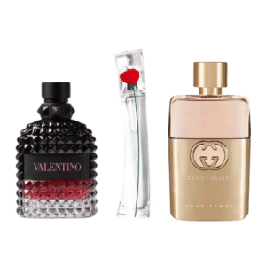 Box of 3 Fragrances: Gucci Guilty, Valentino Intense, and Flower Kenzo 100ml